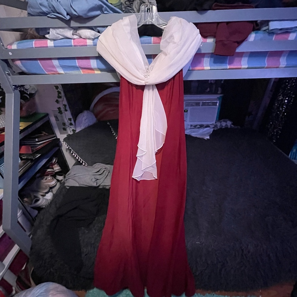 loralie red and white long christmas dress off the shoulder